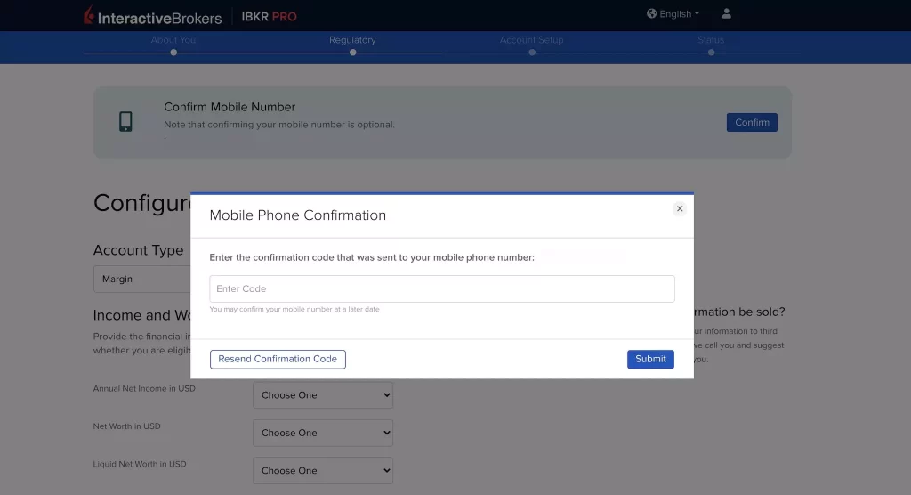 IBKR开户第六步_验证电话号码